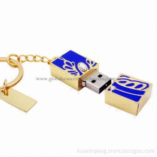 Diamond USB Flash Drive/128MB-64GB Capacities/Metal + Diamond Housing/5-year Warranty, USB 2.0/3.0